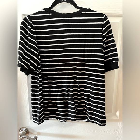 Time and Tru Black and White Striped Short Sleeve Tee Large - Picture 3 of 3